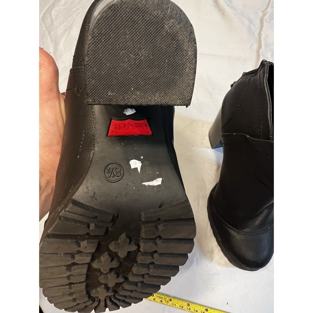 Levis Womens Black Ankle Boots Block Heel Lug Sole‎ Back Zip 52797801A 8.5 - Picture 12 of 15